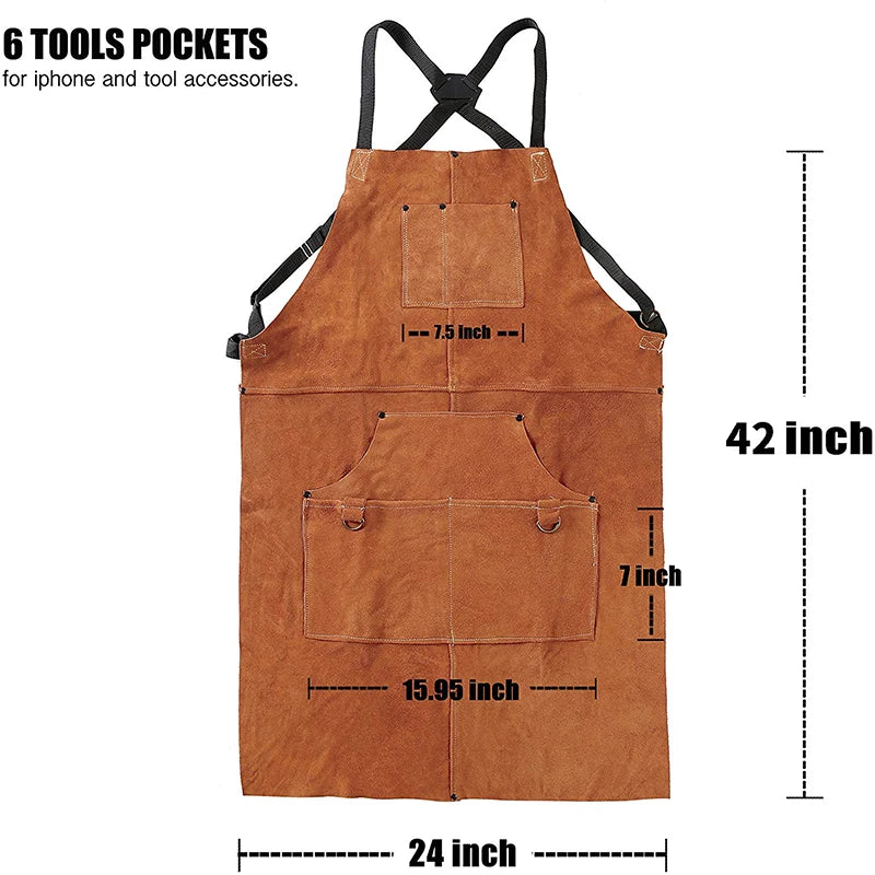 Welding apron - leather detail